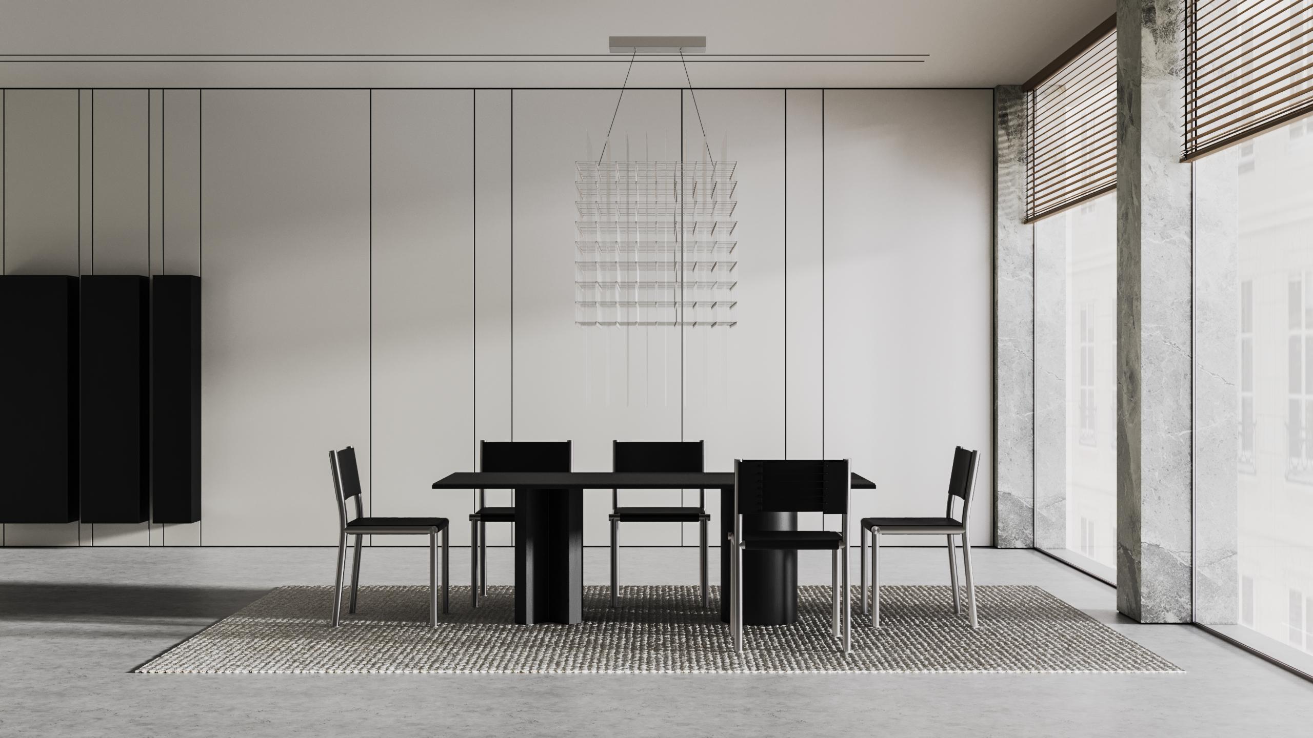 Placage Table de salle à manger moderne Arithmetics en céramique et bois de Palo Nero en vente