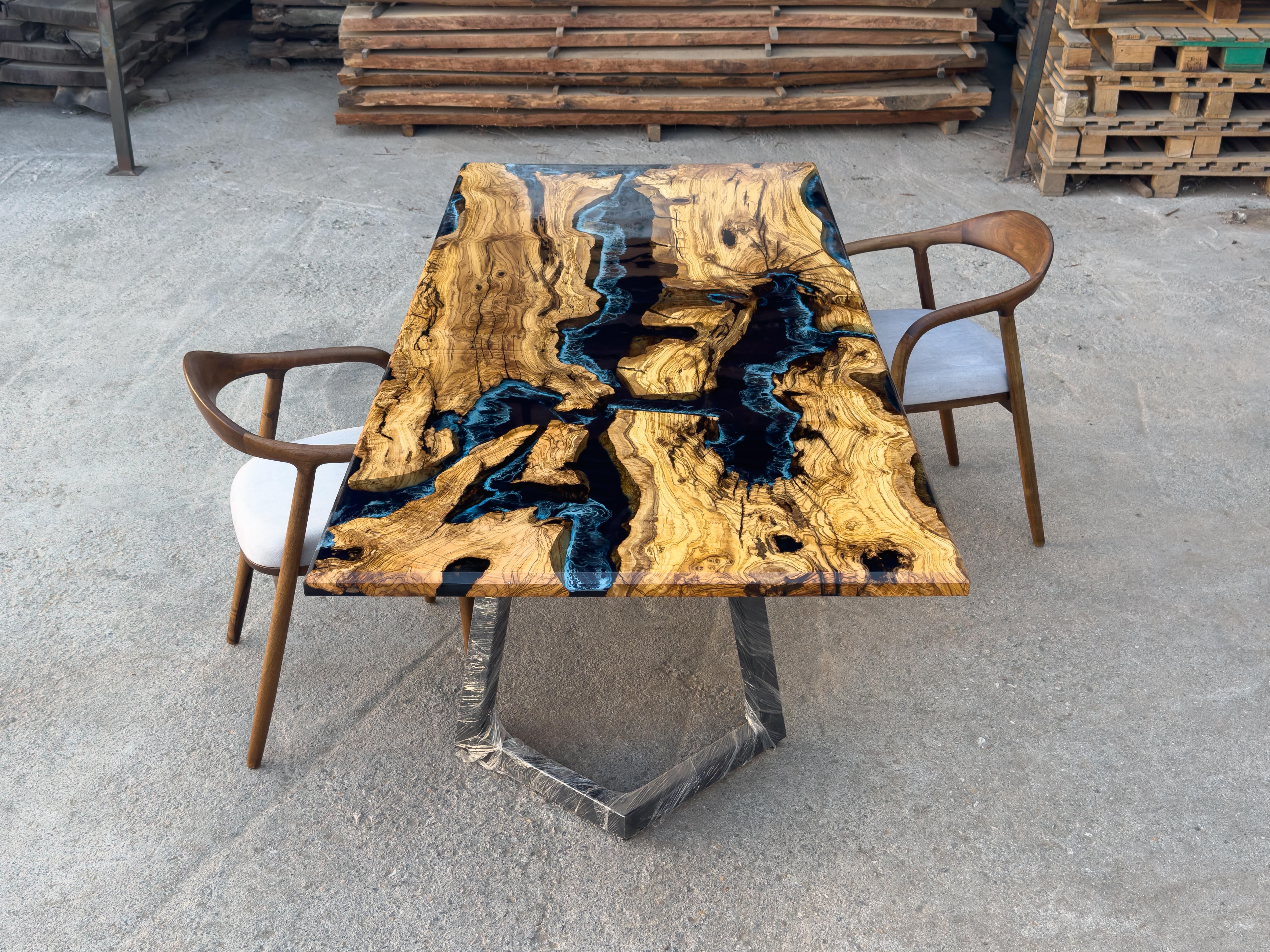 Olive Wood Resin River Dining Table In New Condition For Sale In İnegöl, TR