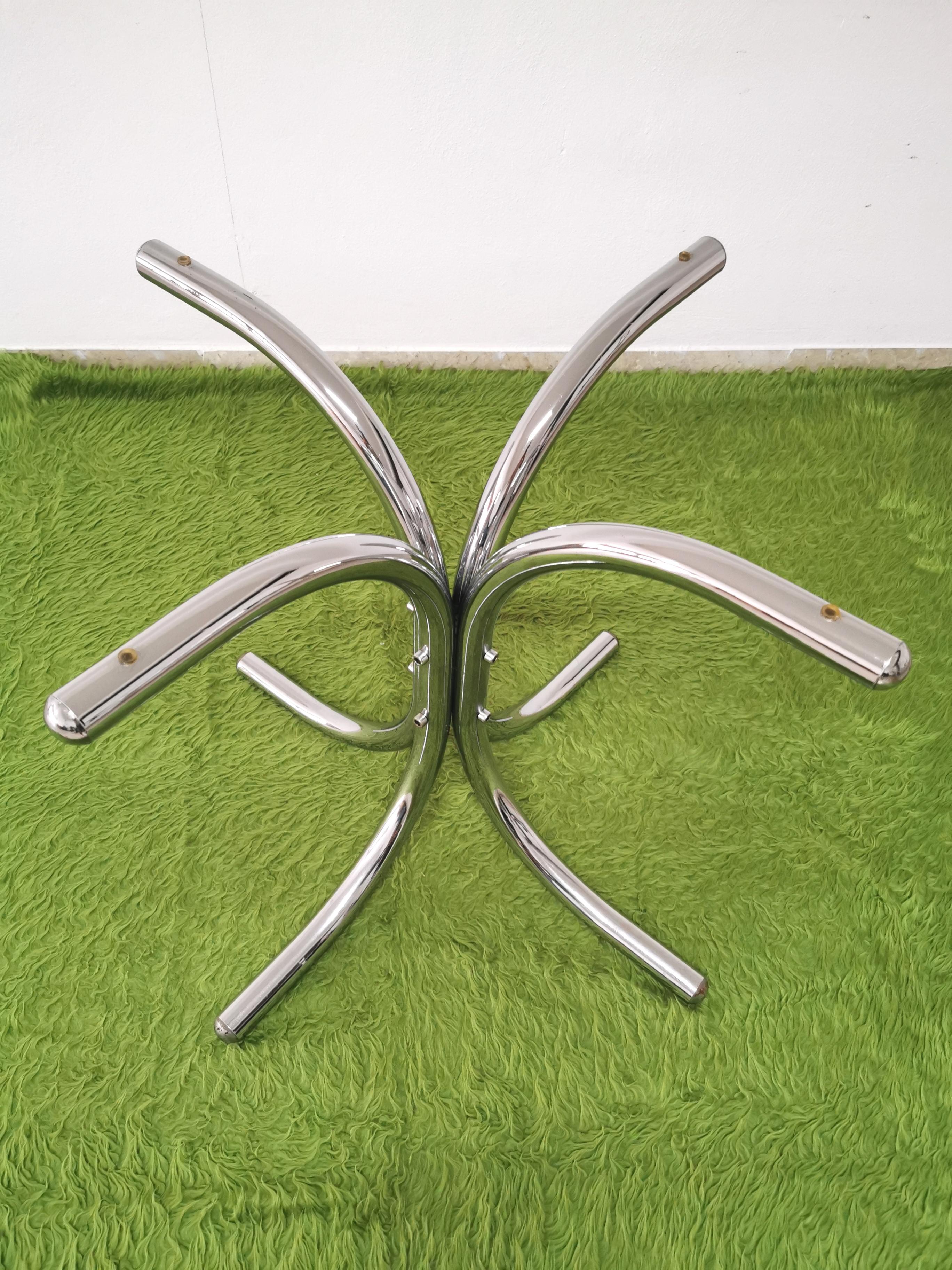 Mid-Century Modern Mid Century Dining Table the Style of Giotto Stoppino Smoked Glass Chrome 1970s