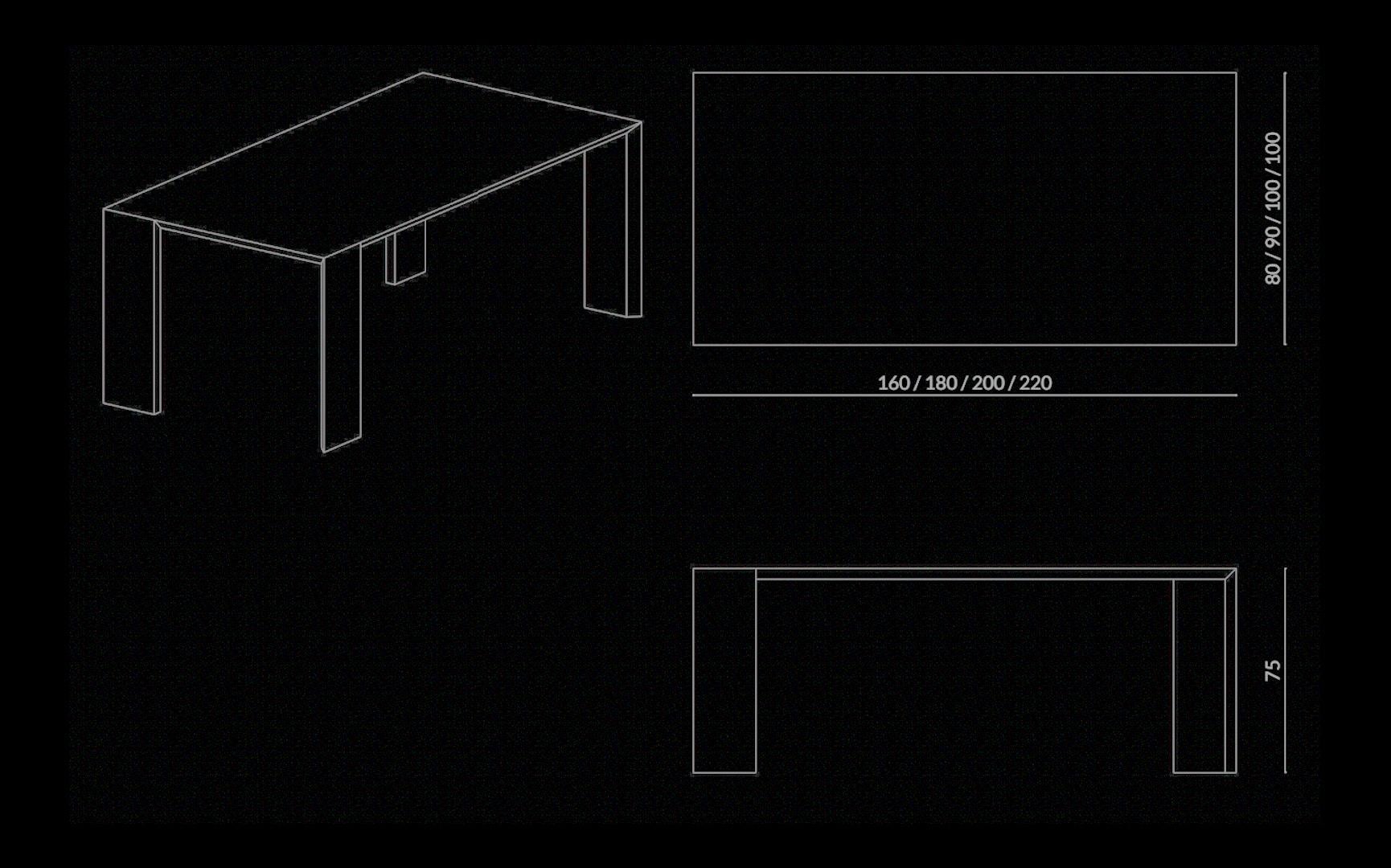 Contemporary Modern Dining Table 'Ispolin' in finishing ALPI Ettore Sottsass by Palo Nero For Sale