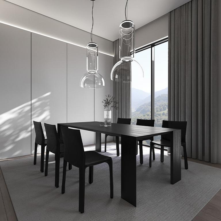 Placage Table de salle à manger moderne Ispolin en bois par Palo Nero en vente