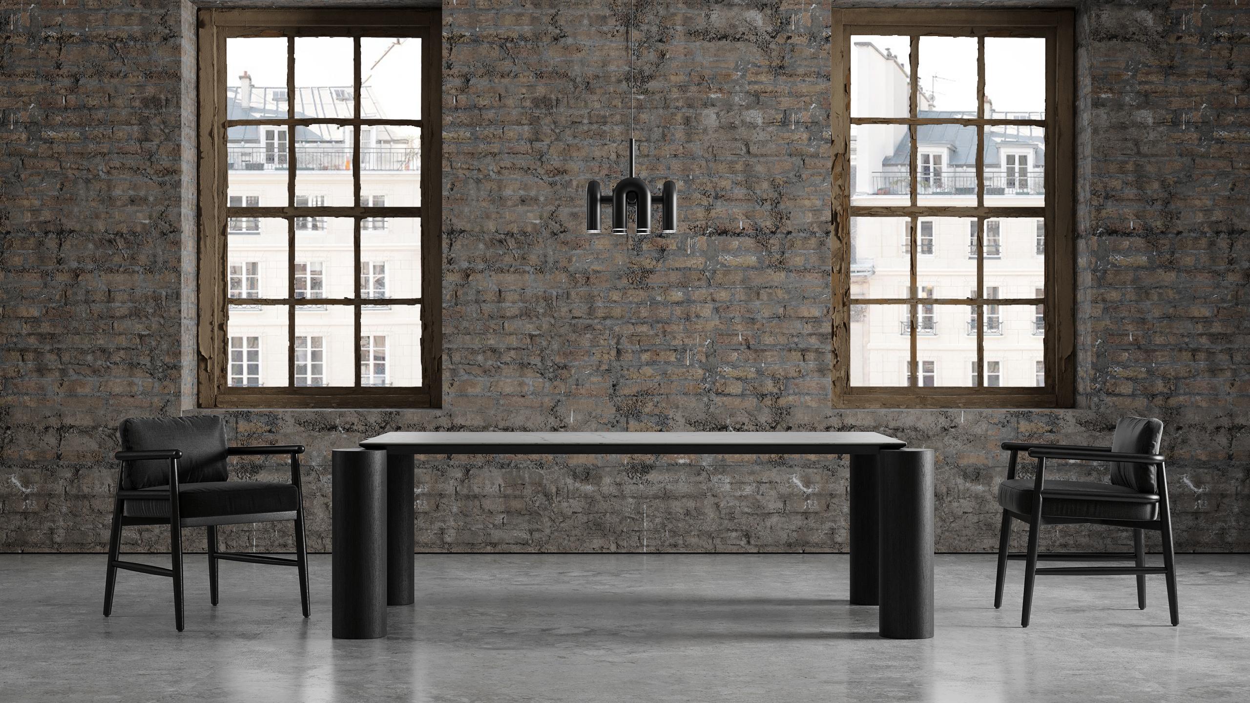 Moderner Esstisch 'Laguna' Keramik Сountertop Holzbeine von Palo Nero im Angebot 4