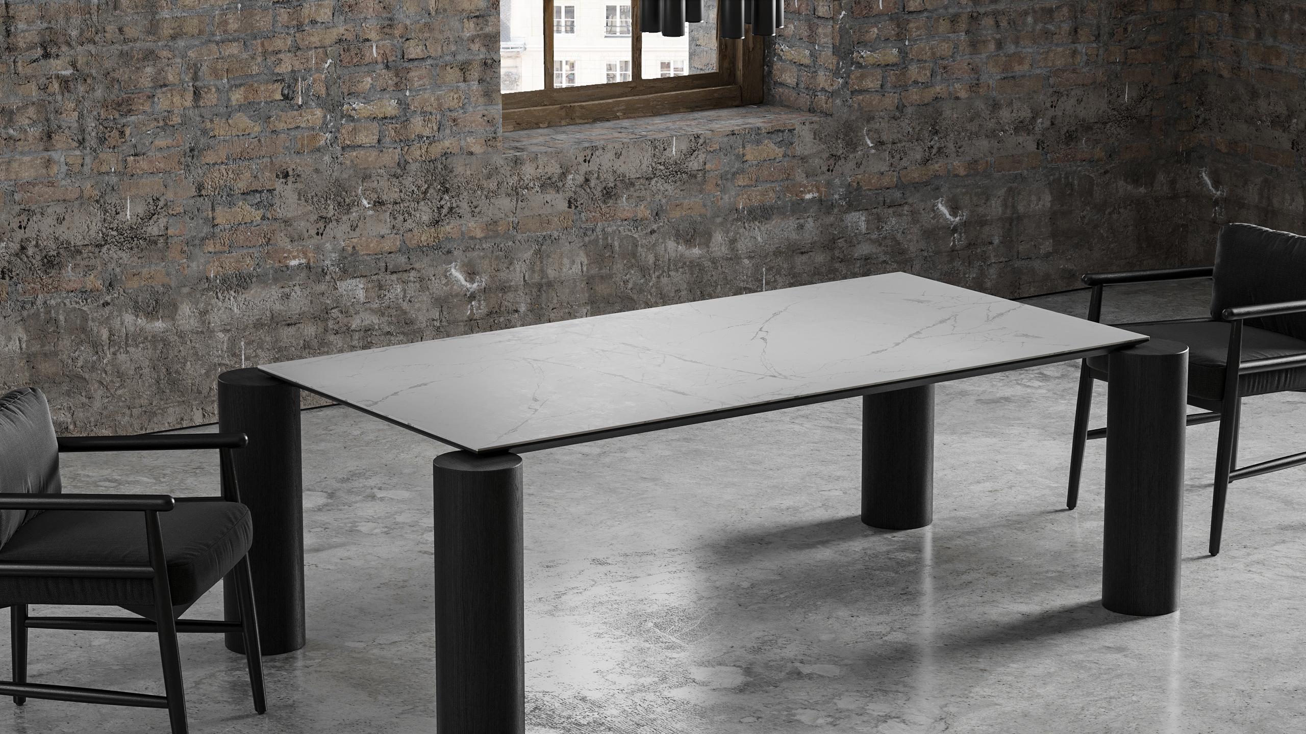 Moderner Esstisch 'Laguna' Keramik Сountertop Holzbeine von Palo Nero im Angebot 5
