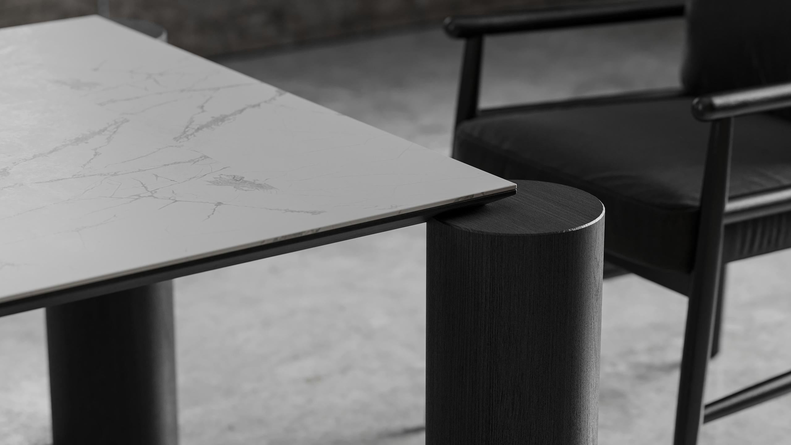 Moderner Esstisch 'Laguna' Keramik Сountertop Holzbeine von Palo Nero im Angebot 6