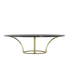 Modern Dining Table, Oval Marble Carrara and Steel Base with Brass Finishing