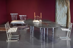 Modern Dining Table Soft Shape Handmade Cast Aluminium Bronze for Dilmos