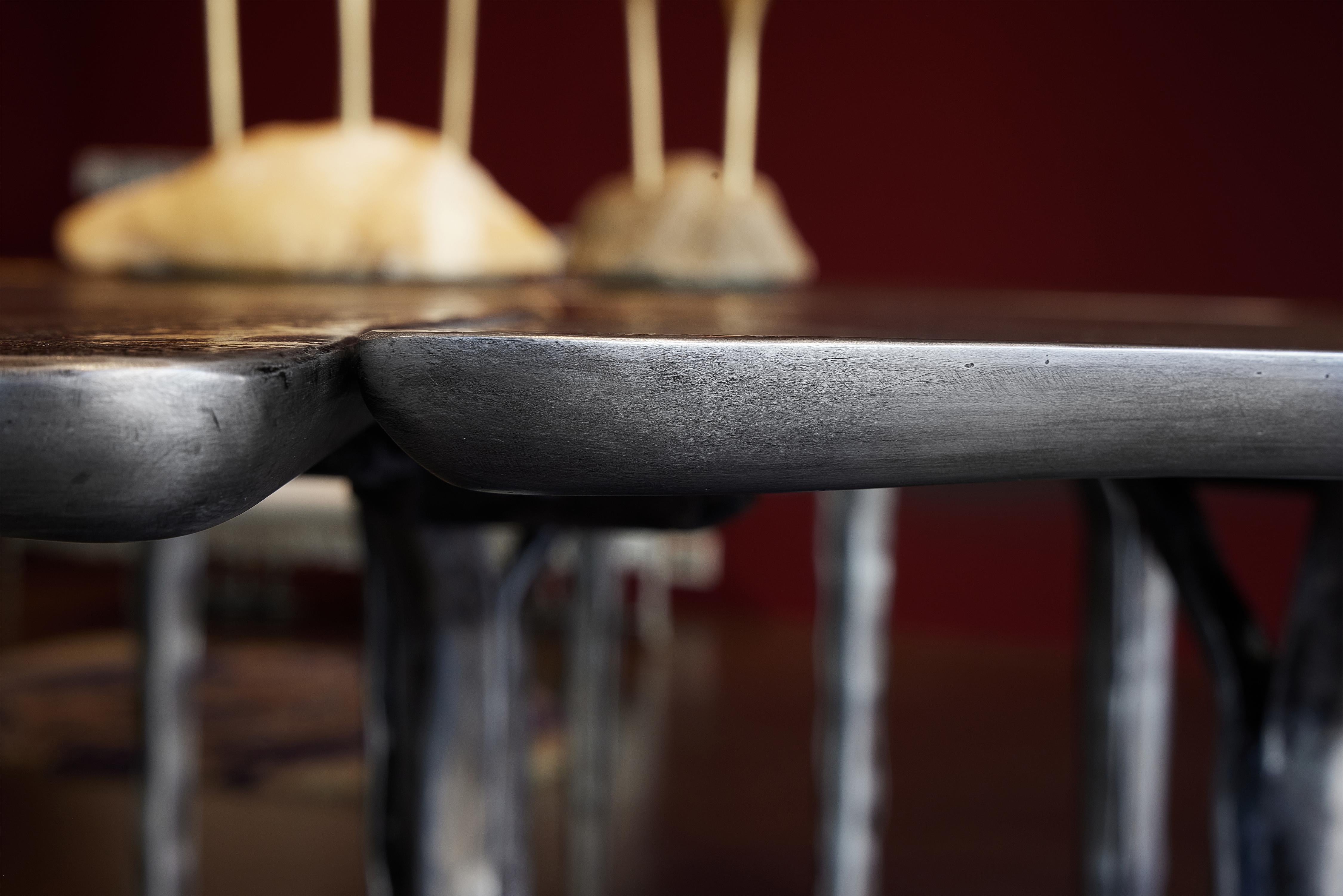 Contemporary Modern Dining Table Soft Shape Handmade Cast Aluminium Bronze for Dilmos  For Sale