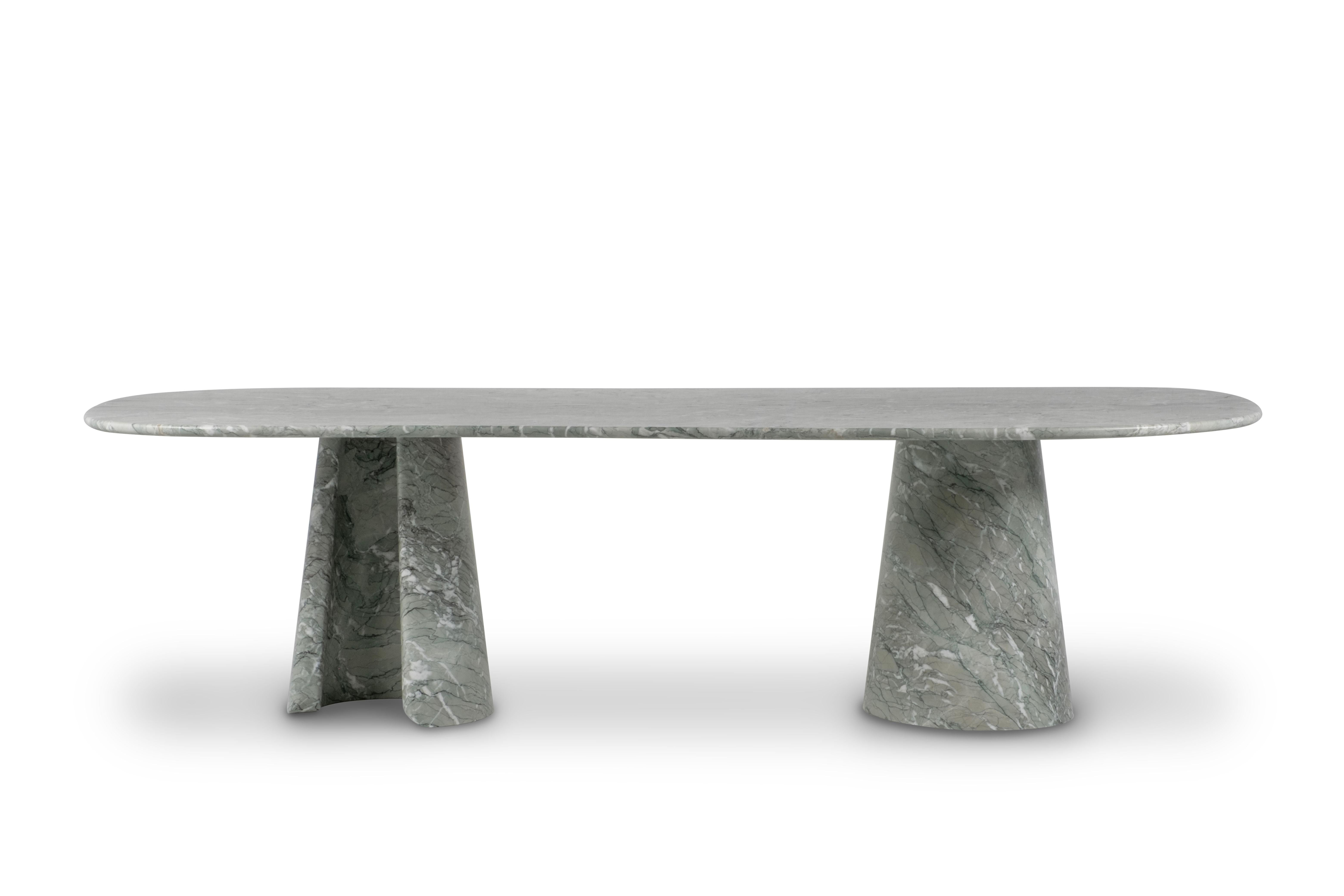 Organic Modern Modern In-Side Marble Dining Table, 10 Seat, Handmade in Portugal by Greenapple For Sale