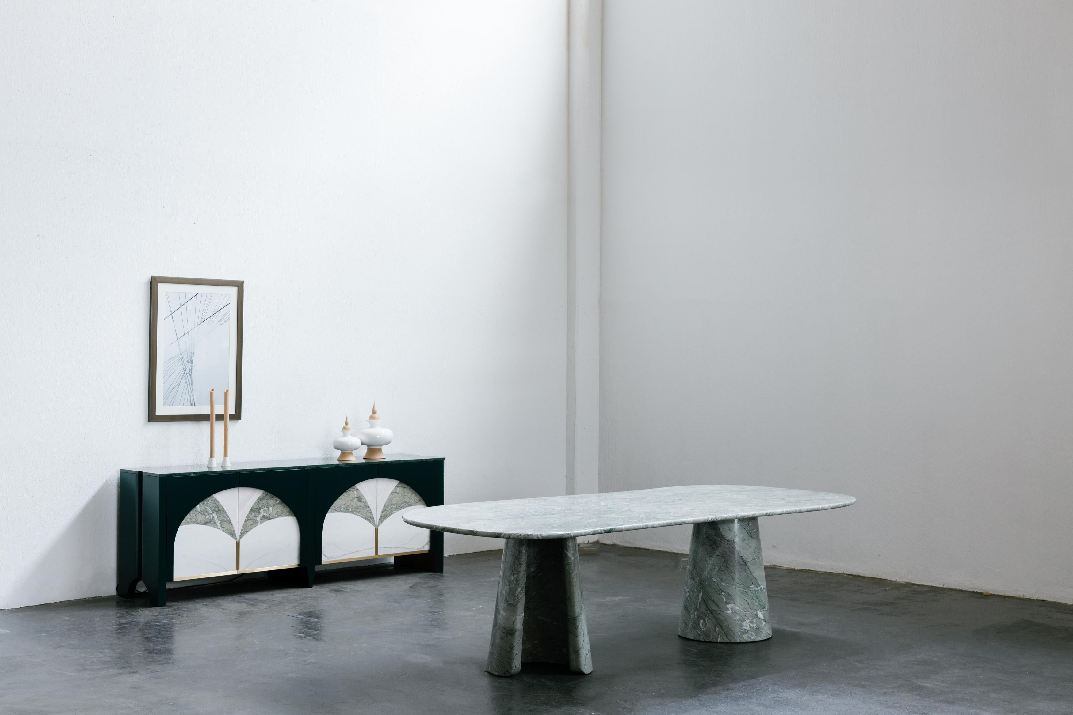 Polished Modern In-Side Marble Dining Table, 10 Seat, Handmade in Portugal by Greenapple For Sale