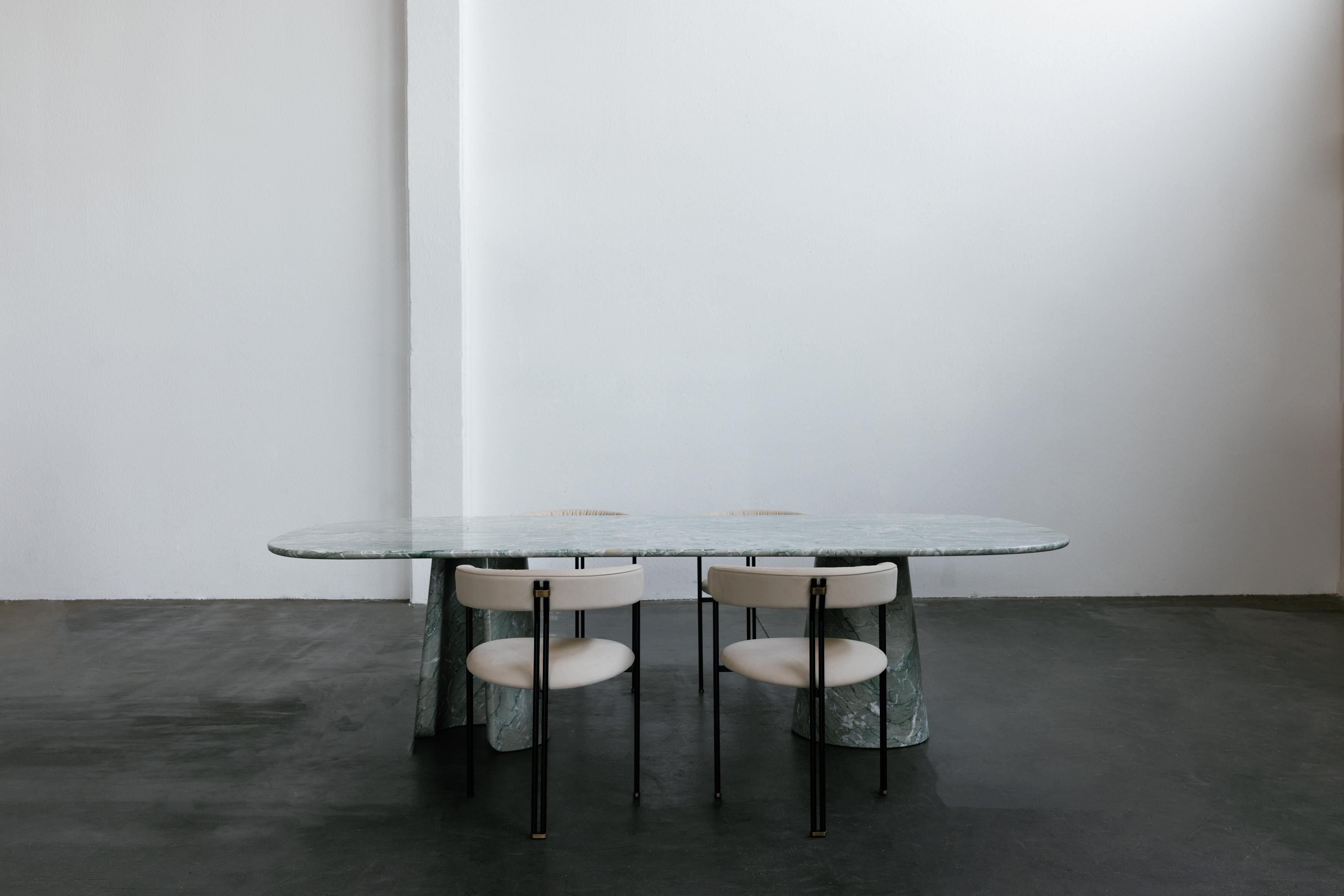 Onyx Modern In-Side Marble Dining Table, 10 Seat, Handmade in Portugal by Greenapple For Sale