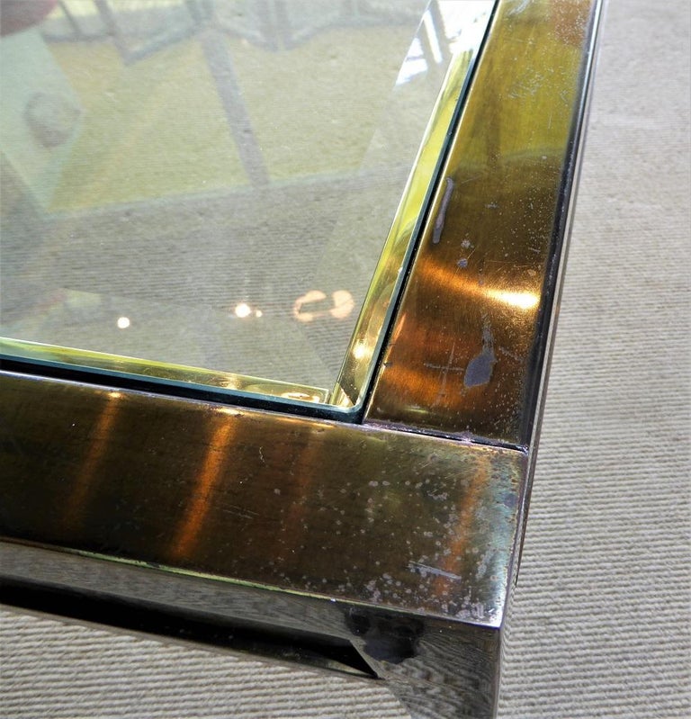 Modern Dining Table with Acid Etched Brass Panels by Bernhard Rohne Mastercraft For Sale 8