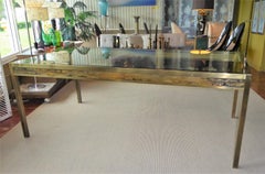 Modern Dining Table with Acid Etched Brass Panels by Bernhard Rohne Mastercraft