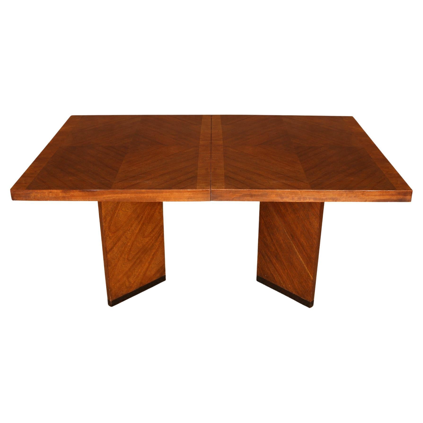 Modern Dining Table With Chevron Design and Angular Legs For Sale