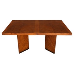Vintage Modern Dining Table With Chevron Design and Angular Legs