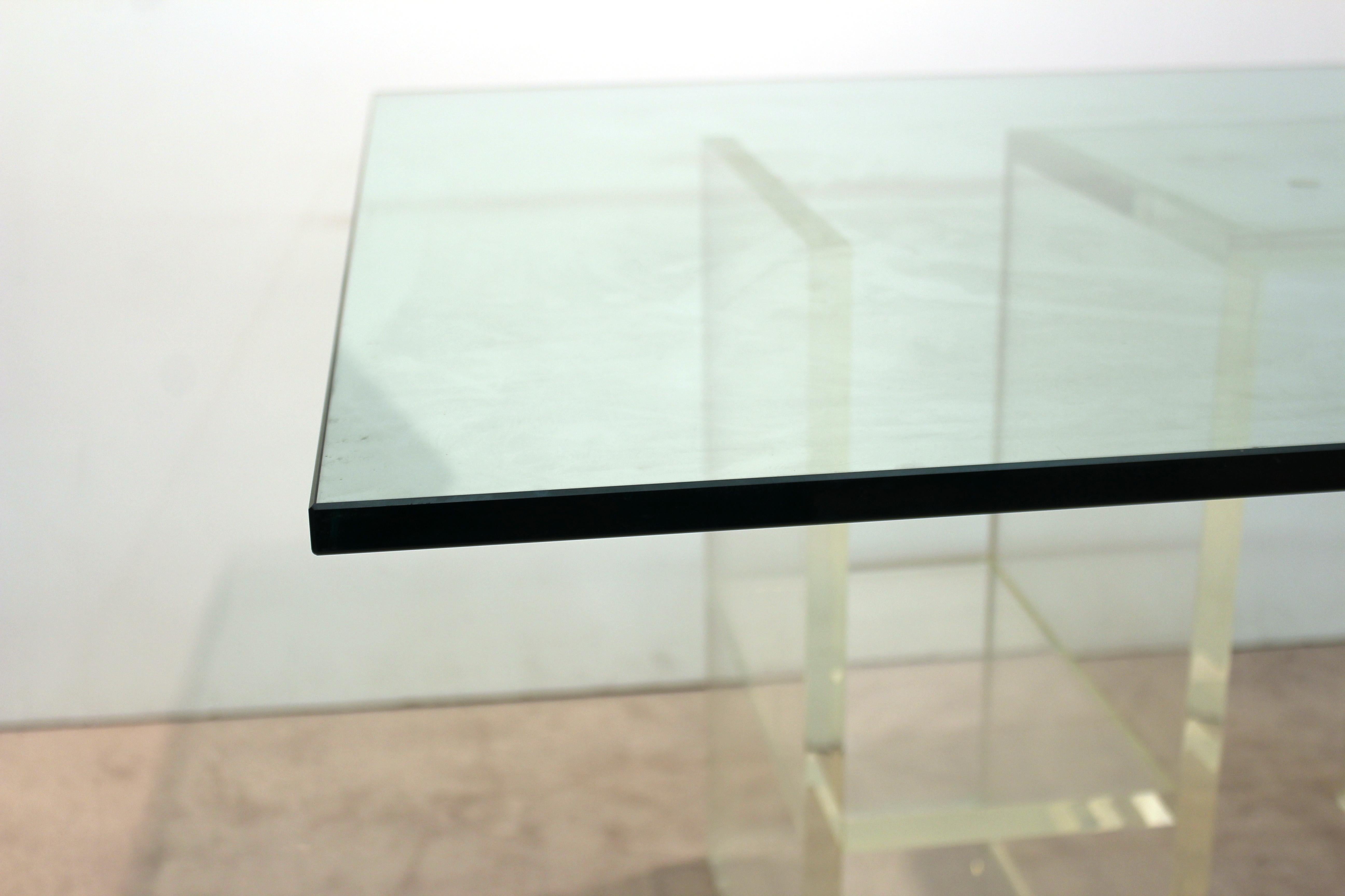 Modern Dining Table with Lucite Base & Square Glass Top 2
