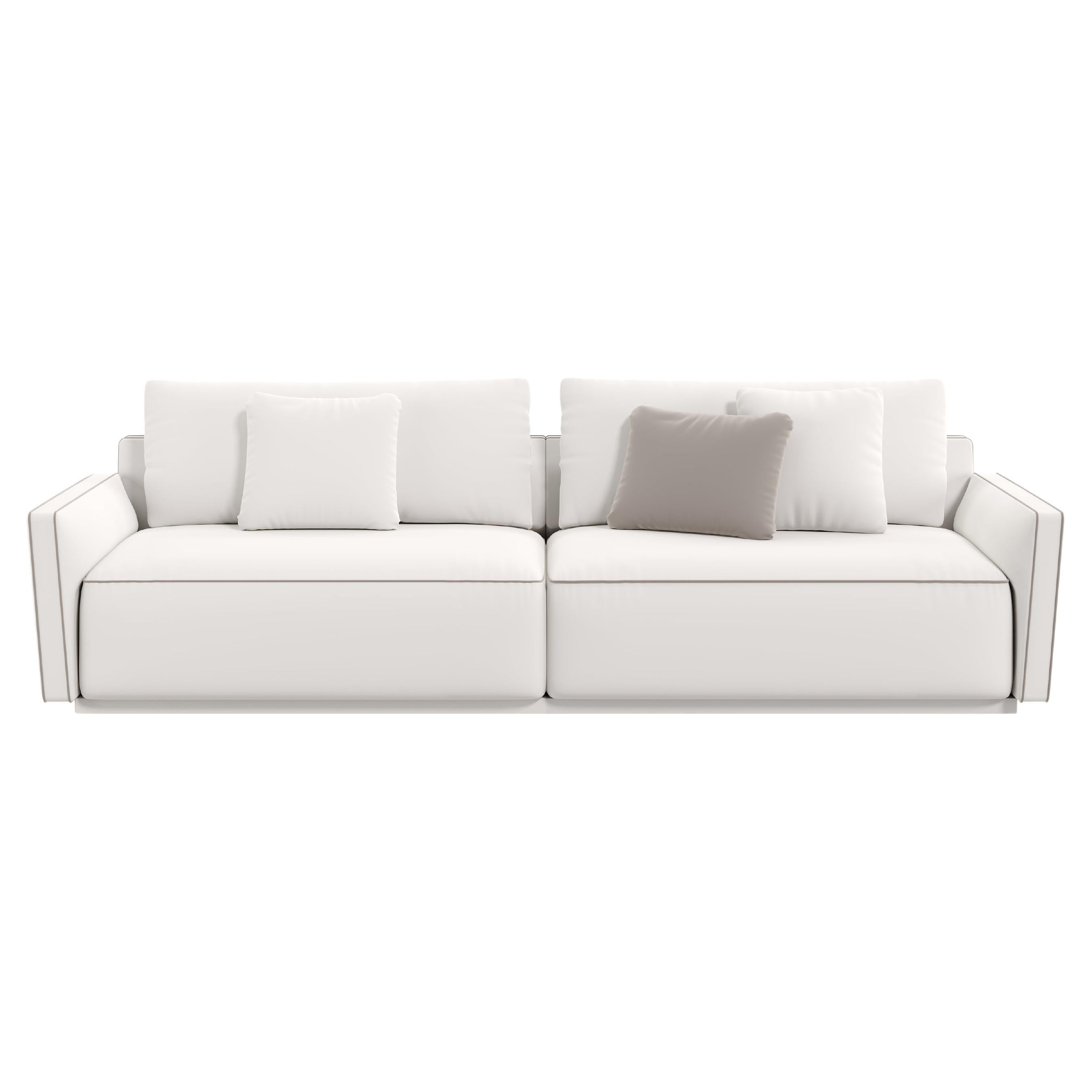 Organic Modern Modern DIONE Designer Modular Sofa, 3 Seats with Contrasting Piping For Sale