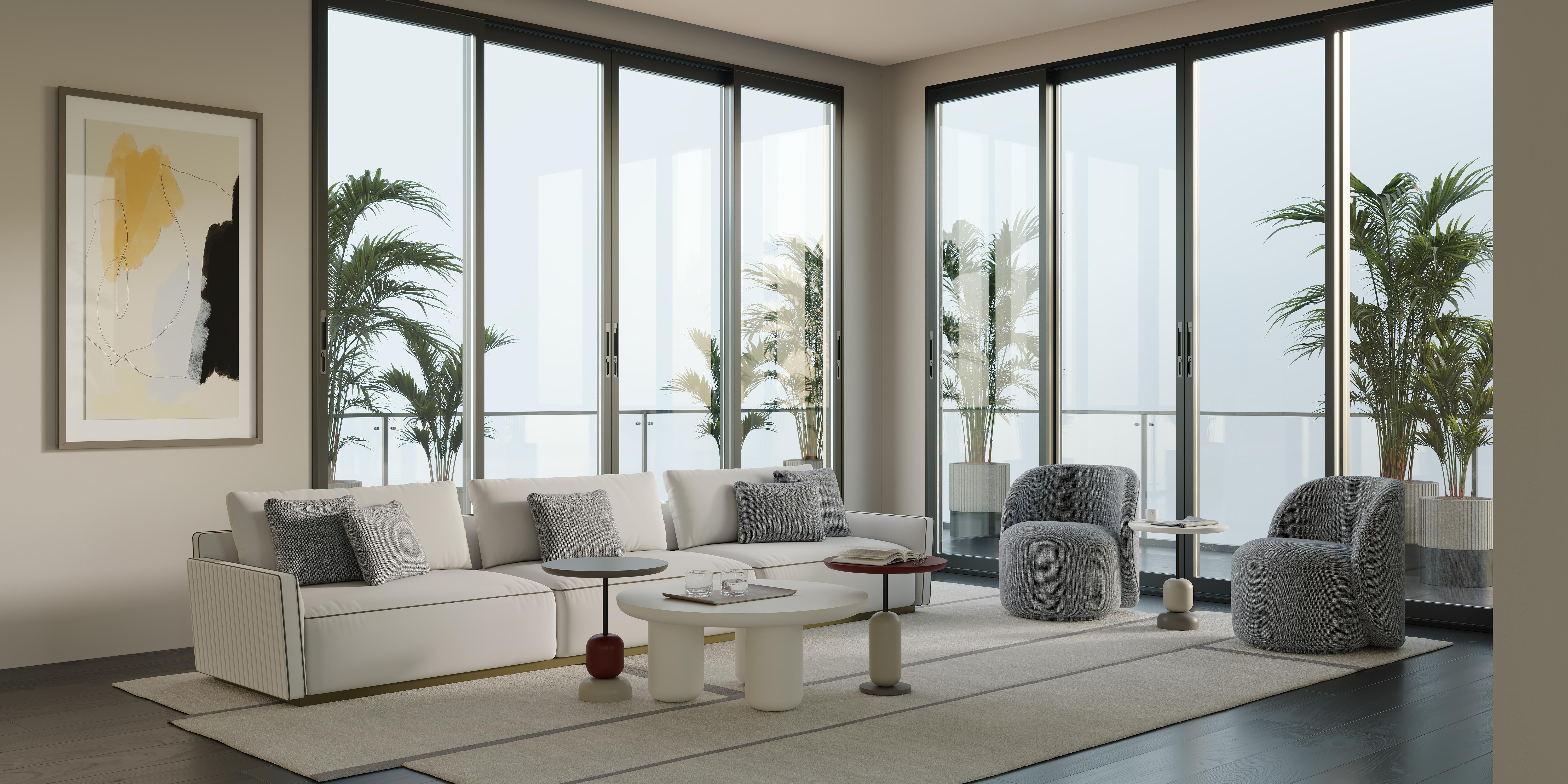 Portuguese Modern DIONE Designer Modular Sofa, 3 Seats with Contrasting Piping For Sale