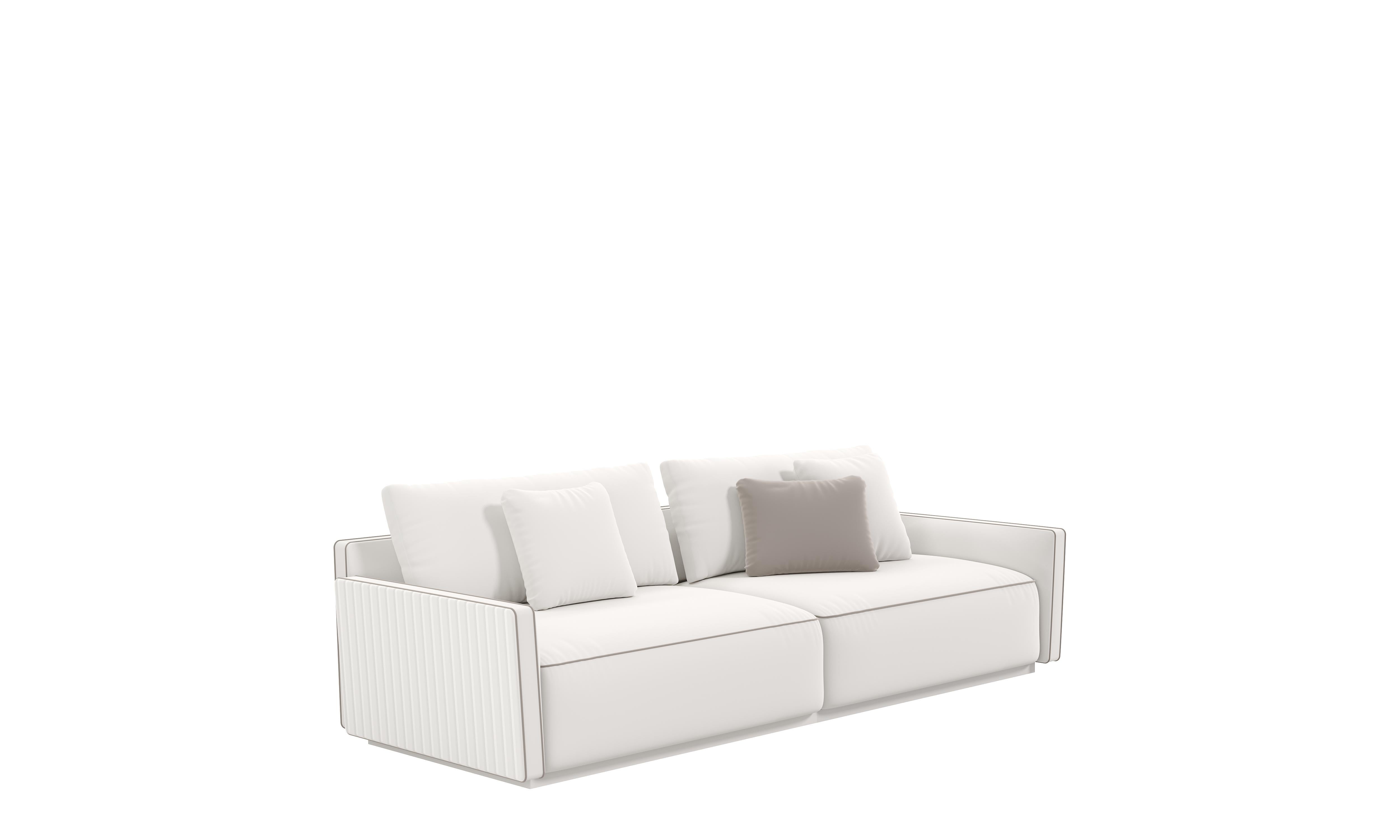 Hand-Crafted Modern DIONE Designer Modular Sofa, 3 Seats with Contrasting Piping For Sale