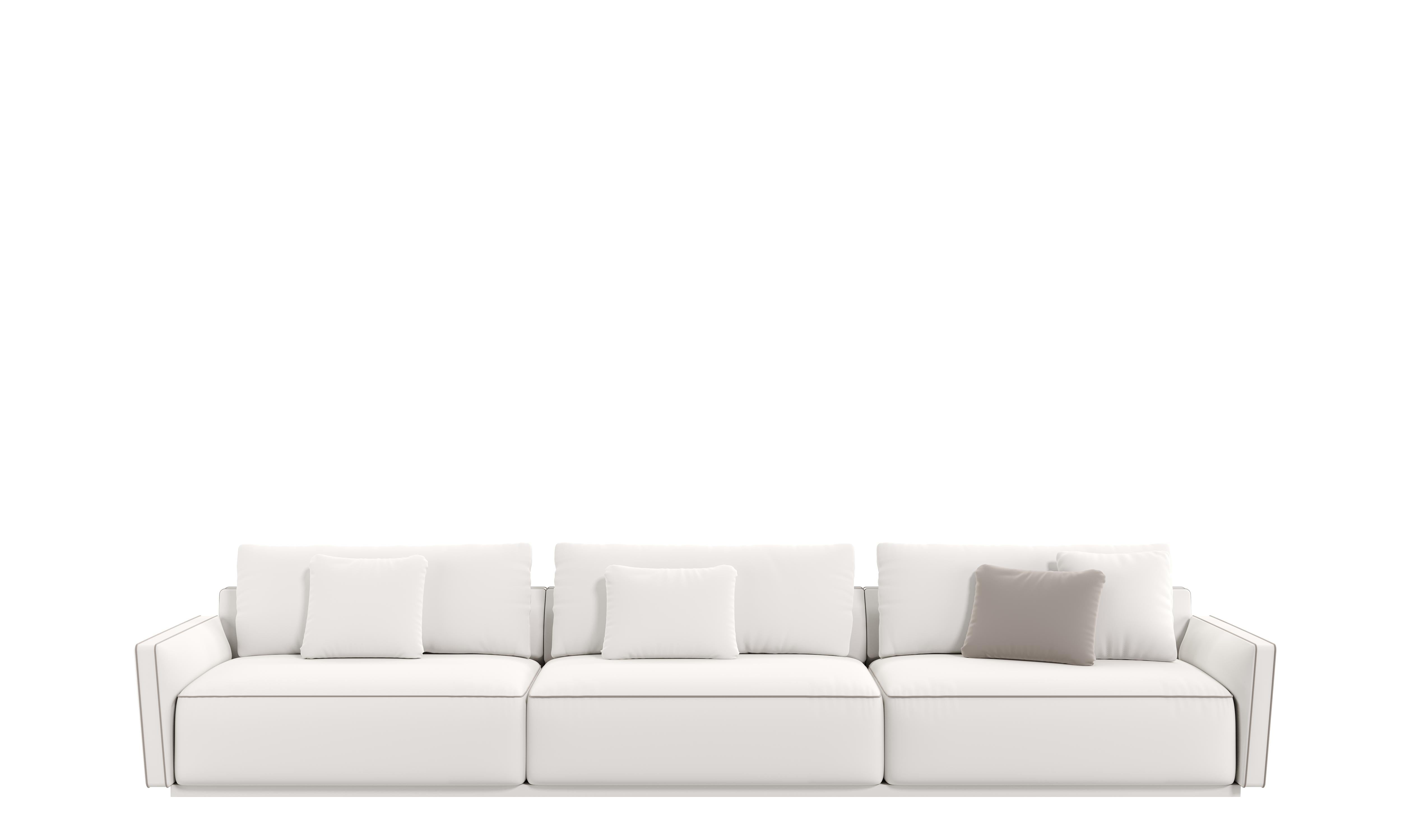 Modern DIONE Designer Modular Sofa, 3 Seats with Contrasting Piping In New Condition For Sale In Frazão, Porto