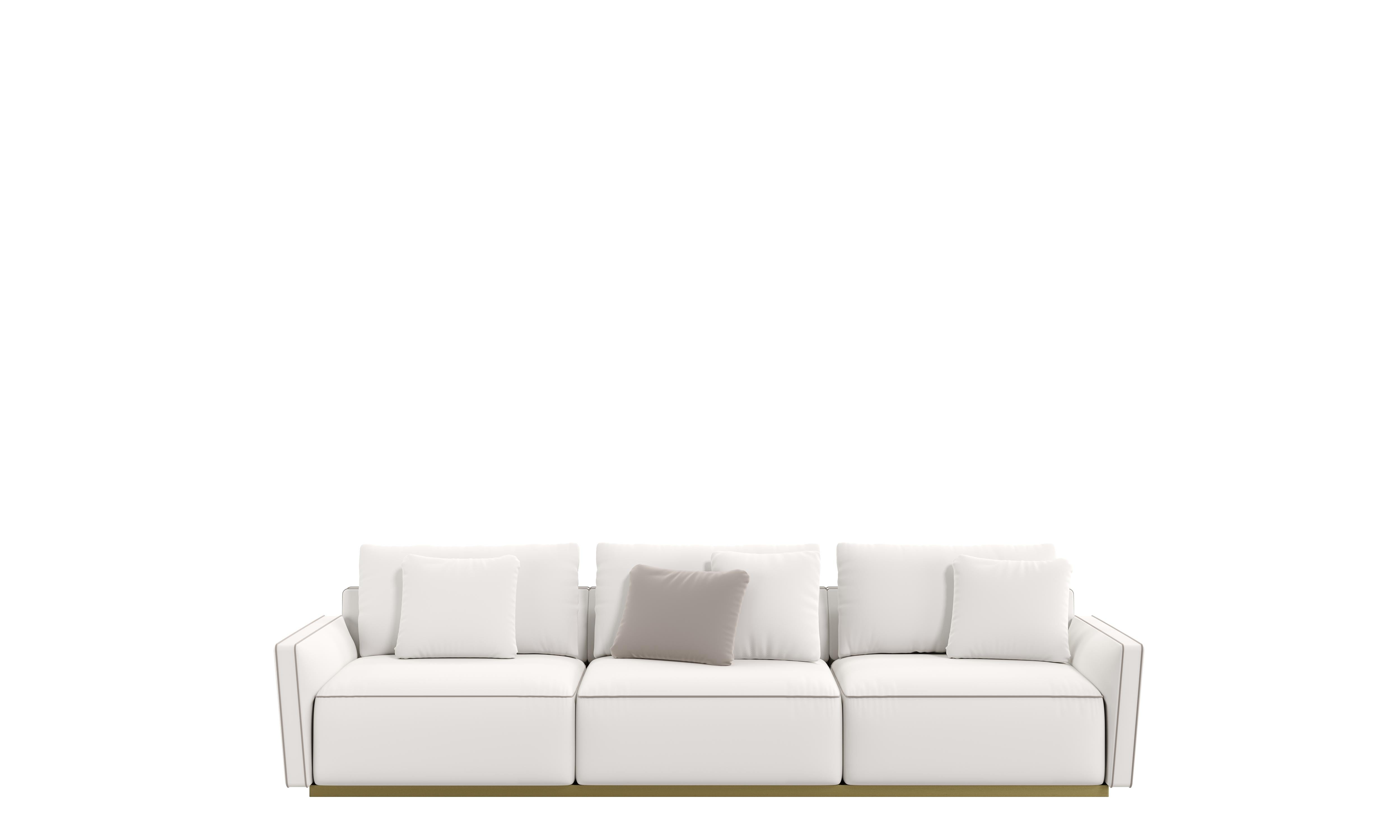 Contemporary Modern DIONE Designer Modular Sofa, 3 Seats with Contrasting Piping For Sale