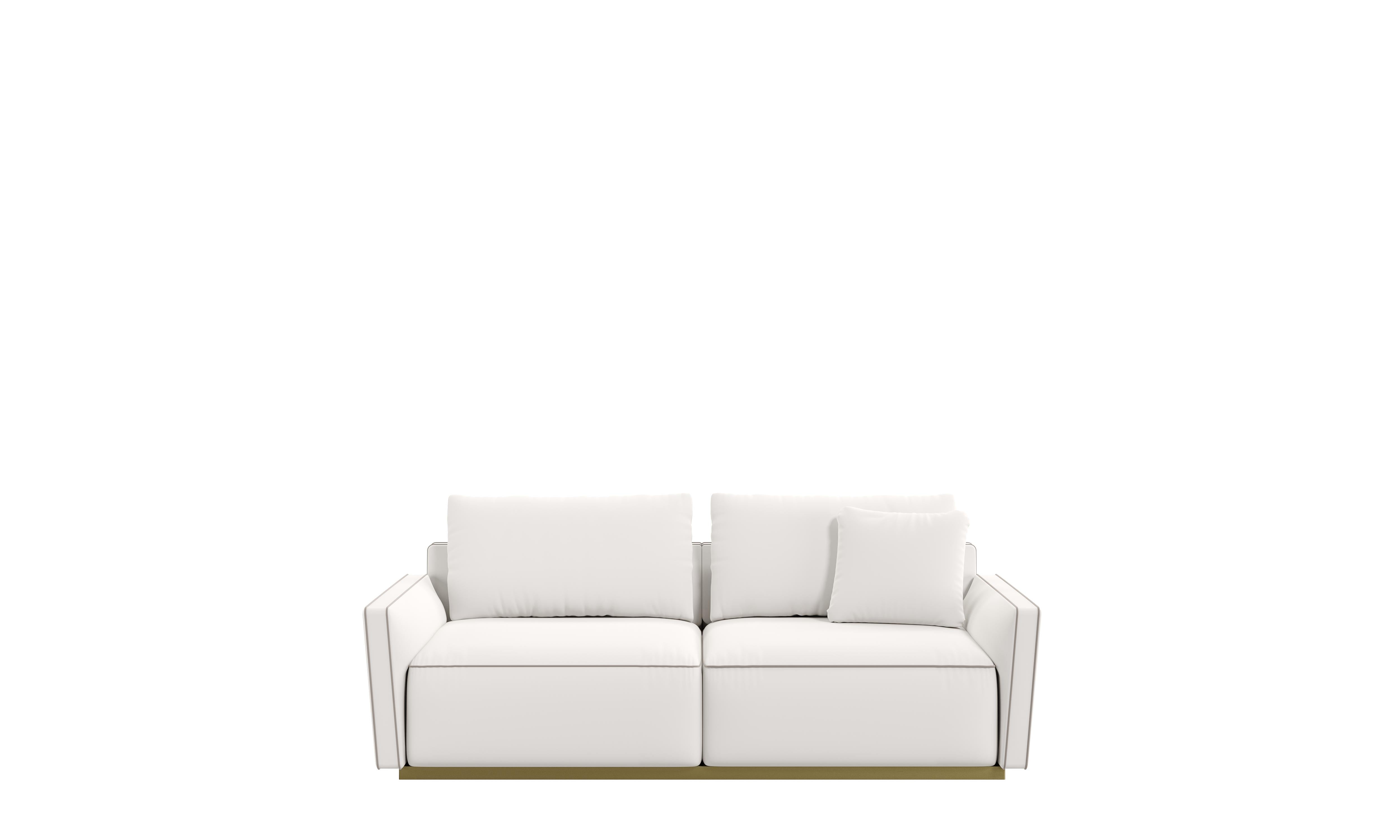 Leather Modern DIONE Designer Modular Sofa, 3 Seats with Contrasting Piping For Sale