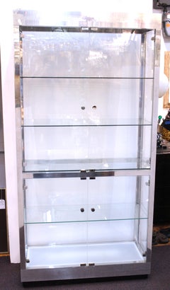 Modern Display Vitrine In Chrome and Glass