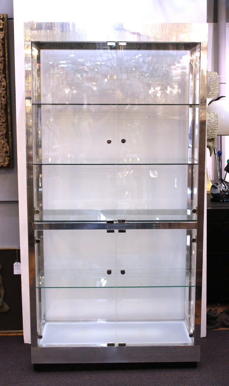 Modern Display Vitrine In Chrome and Glass at 1stdibs