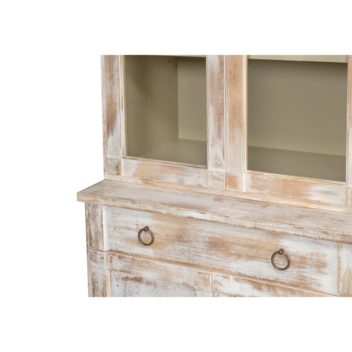 Contemporary Modern Distressed Finish Hutch For Sale