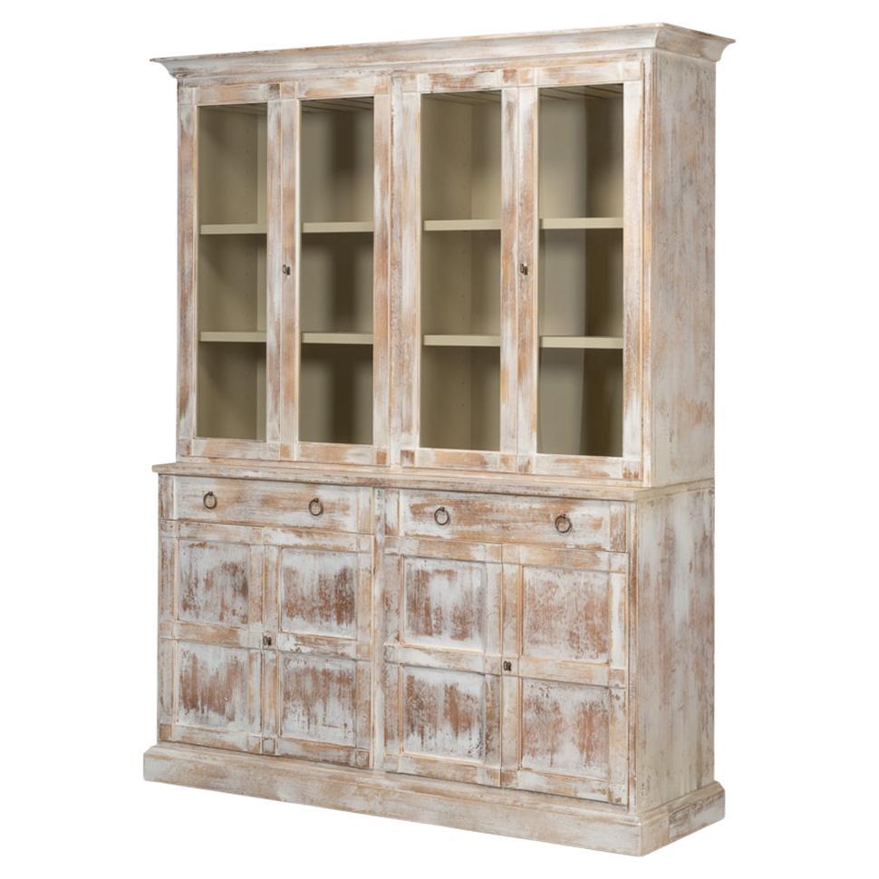 Modern Distressed Finish Hutch For Sale