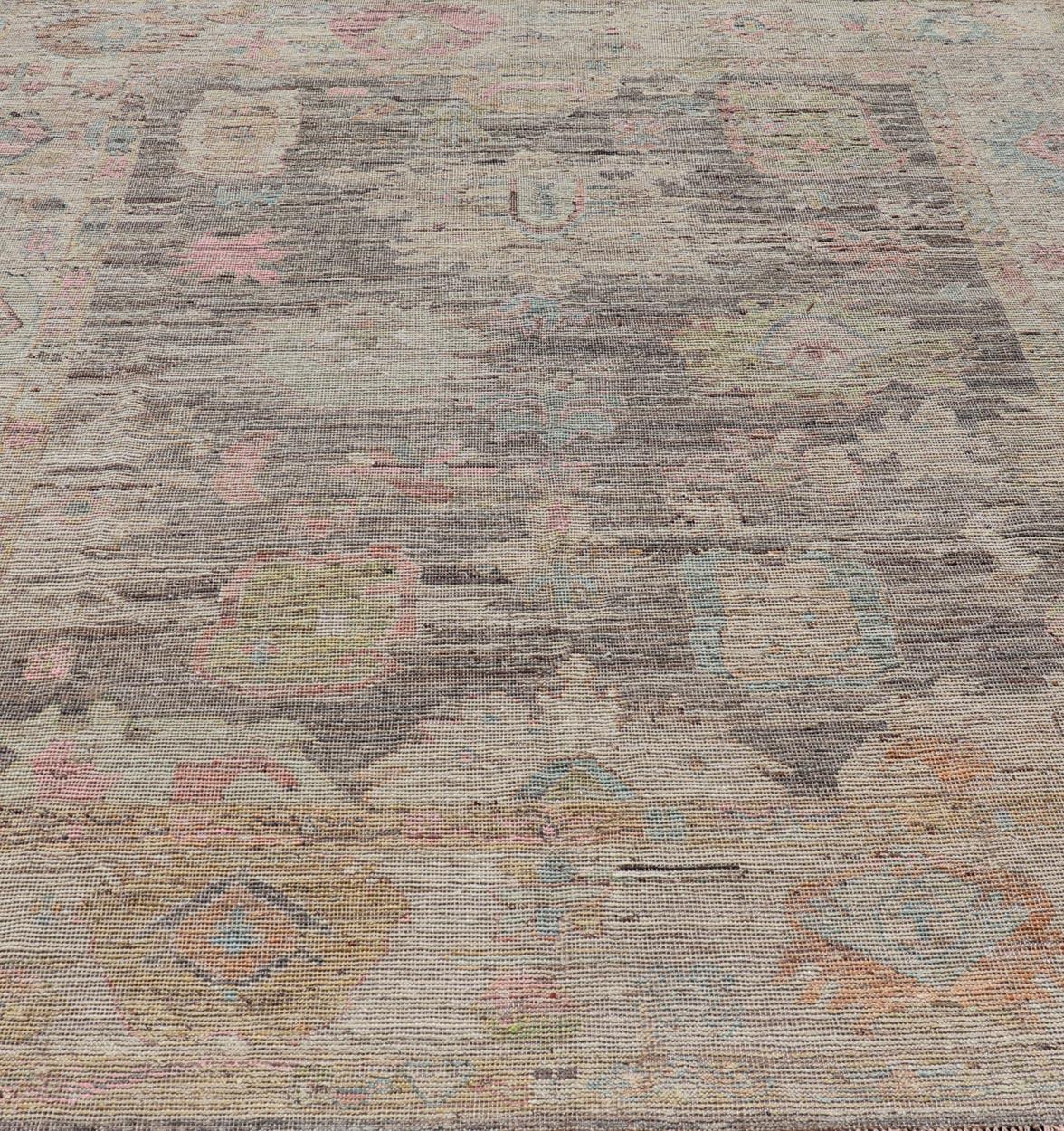 Contemporary Modern Oushak Rug by Keivan Woven Arts in Large Floral Design  For Sale