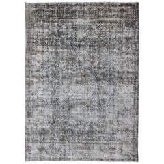 Tappeto persiano moderno con disegno a medaglioni in grigio e carbone