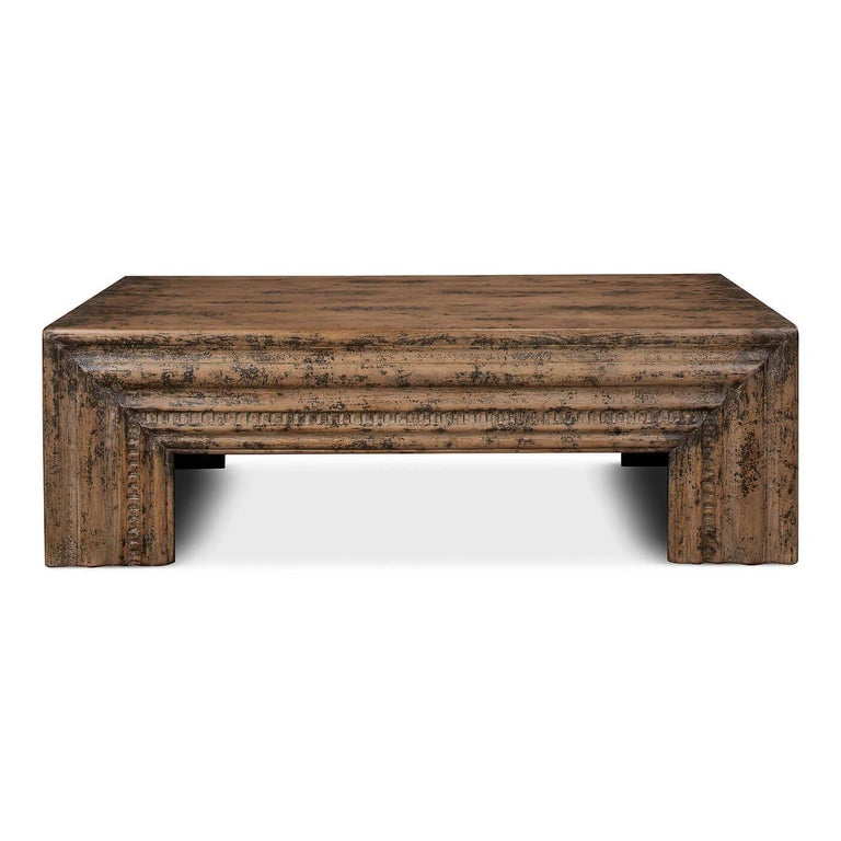 Modern contemporary distressed wood coffee table. A sleek contemporary style piece constructed in pine with a driftwood finish.

Dimensions: 55