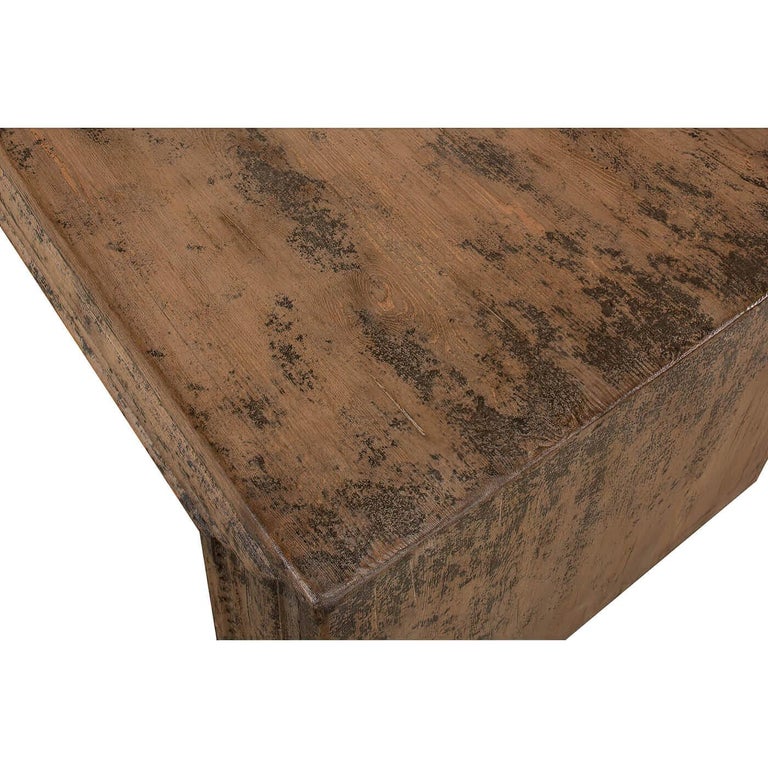 Asian Modern Distressed Wood Coffee Table For Sale
