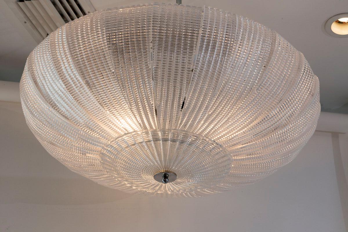 Modern Dome-Shaped Glass Ceiling Fixture, Contemporary In Excellent Condition For Sale In Westport, CT