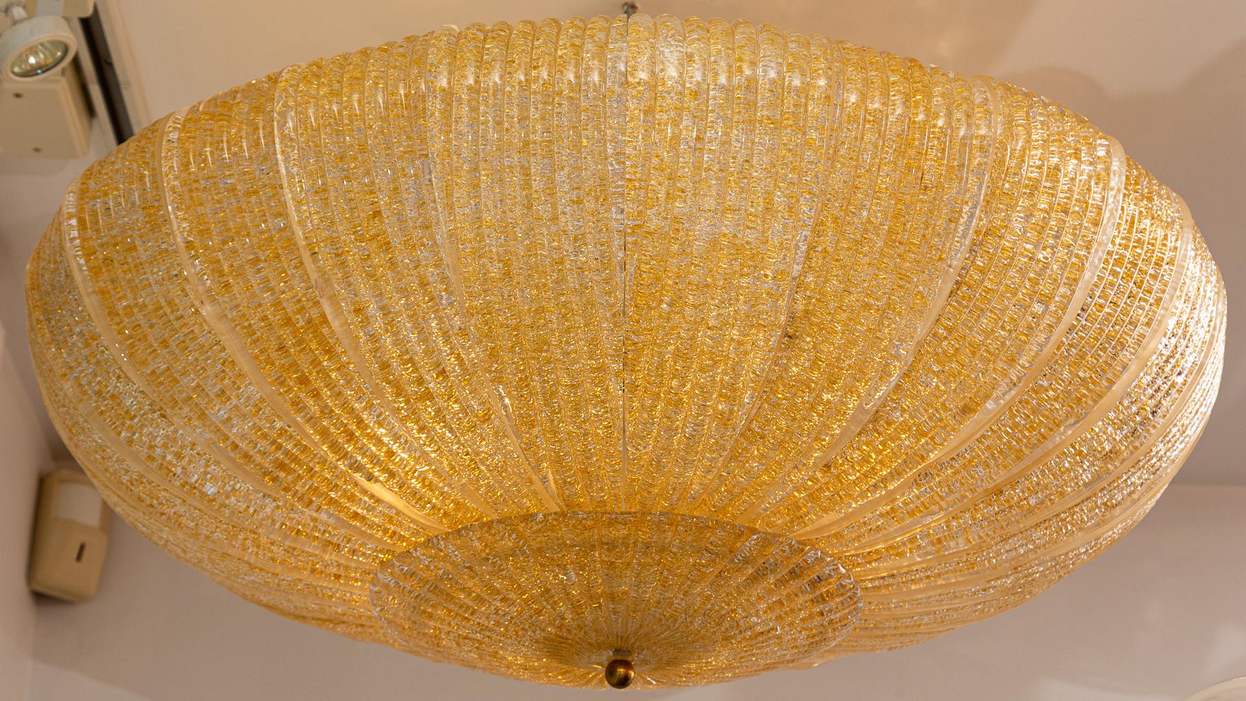 Modern Dome-Shaped Glass Ceiling Fixture In Amber, Contemporary 1