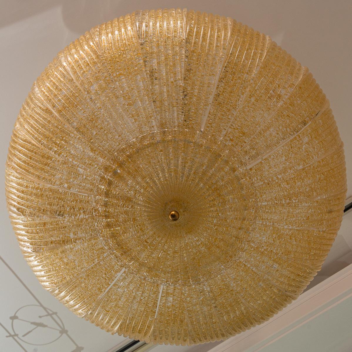 Modern Dome-Shaped Glass Ceiling Fixture In Amber, Contemporary 2
