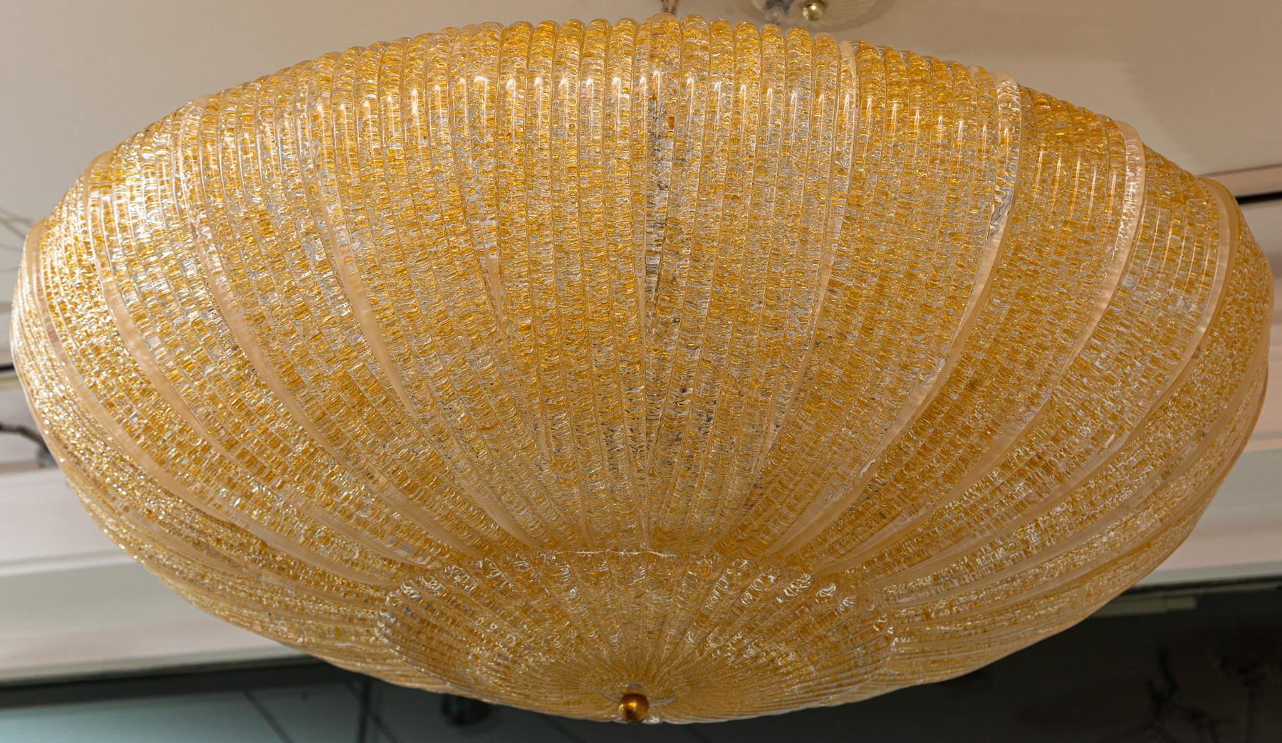 Modern Dome-Shaped Glass Ceiling Fixture In Amber, Contemporary 3