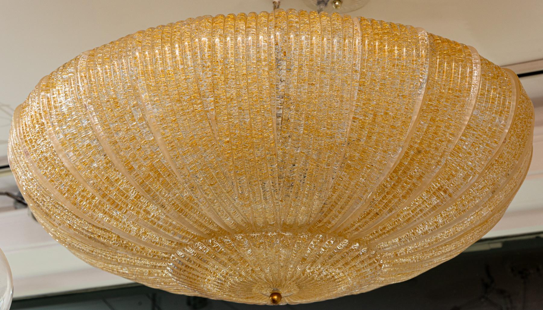 Modern Dome-Shaped Glass Ceiling Fixture In Amber, Contemporary 4