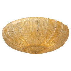 Modern Dome-Shaped Glass Ceiling Fixture In Amber, Contemporary