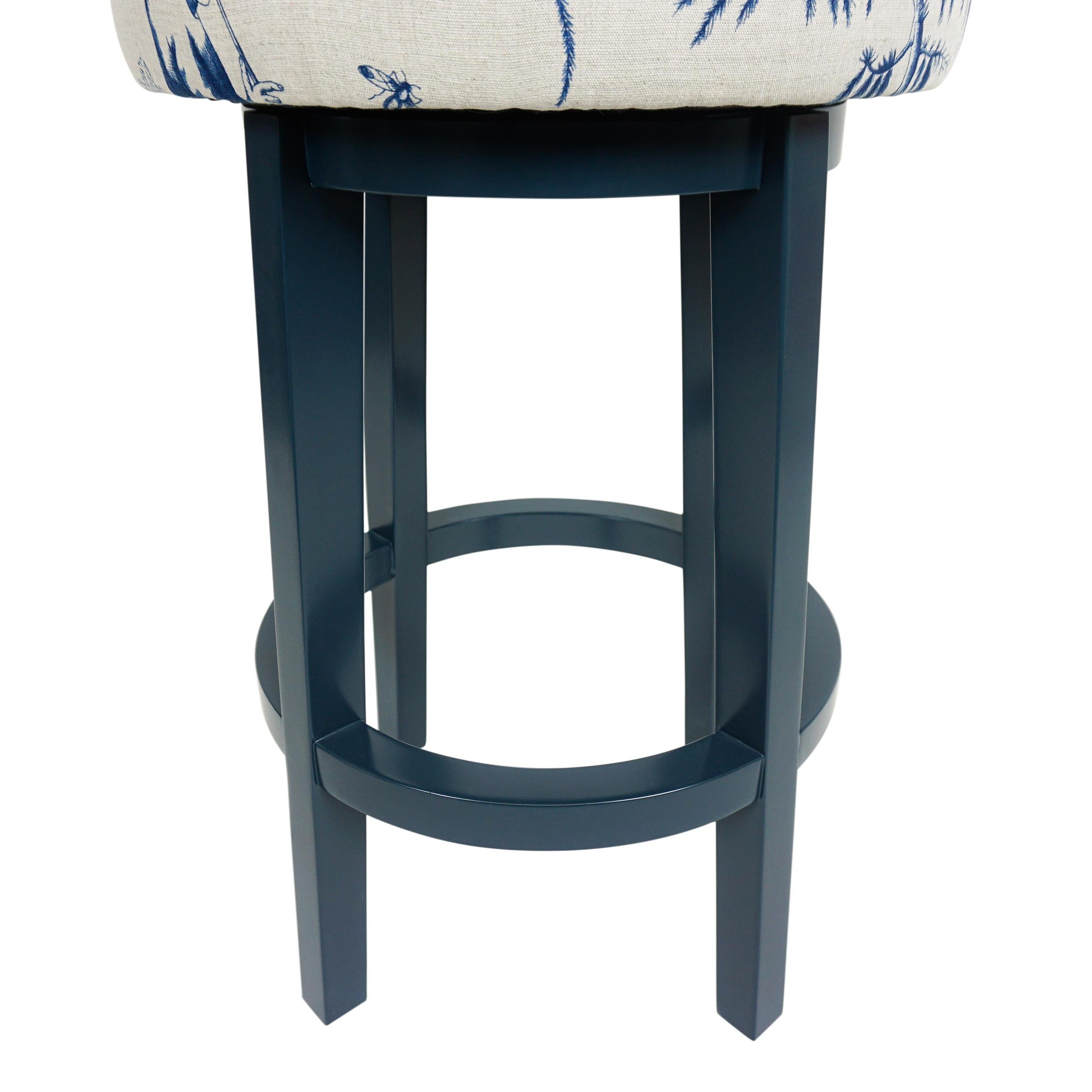 Modern Donut Shaped Bar Stool with Japanese Inspired Shengyou Toile In New Condition For Sale In Greenwich, CT