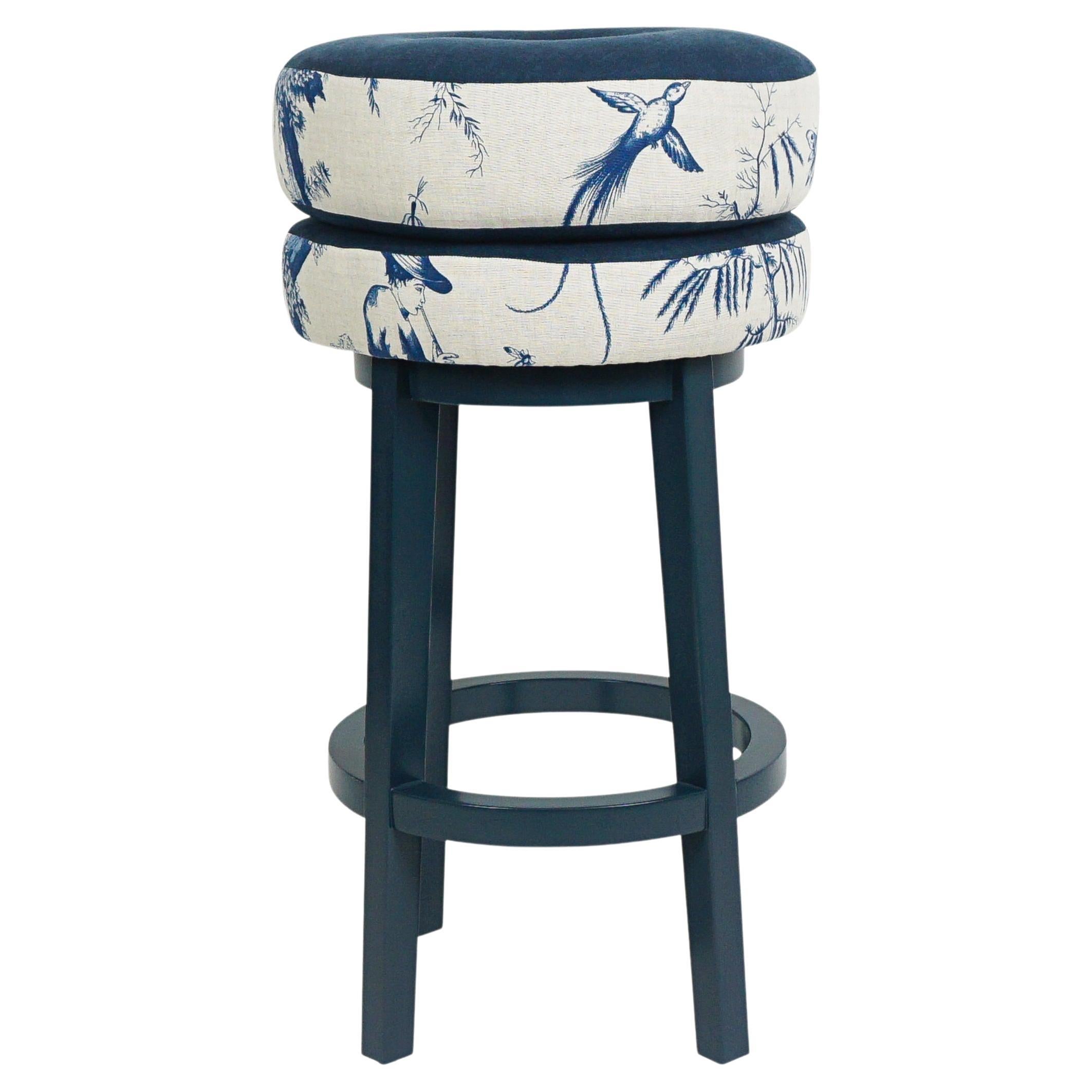 Modern Donut Shaped Bar Stool with Japanese Inspired Shengyou Toile For Sale