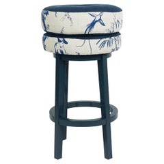 Tabouret de bar moderne en forme de noyer avec toile Shengyou d'inspiration japonaise