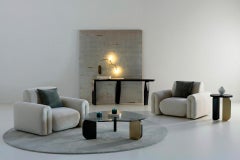 Tavolino moderno Dornes, Oak Oak nero, piano in vetro fumé, fatto a mano da Greenapple