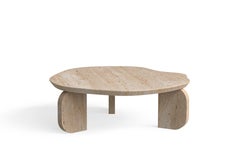 Moderner Dornes-Couchtisch, Travertin, handgefertigt in Portugal von Greenapple