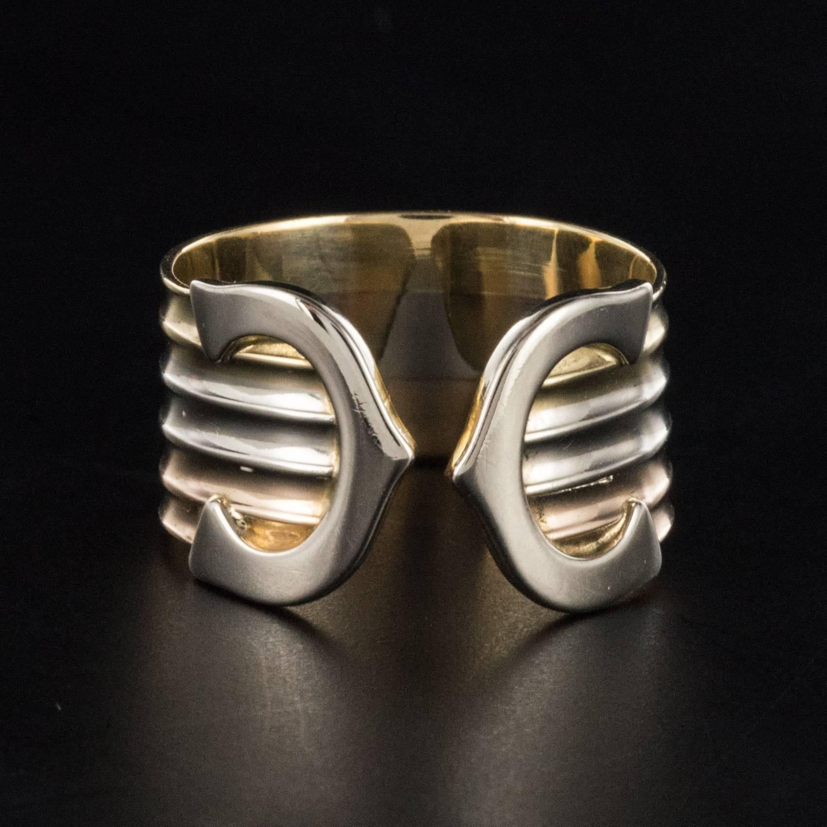 Women's or Men's Modern Double C Cartier Style 3 Gold Ring
