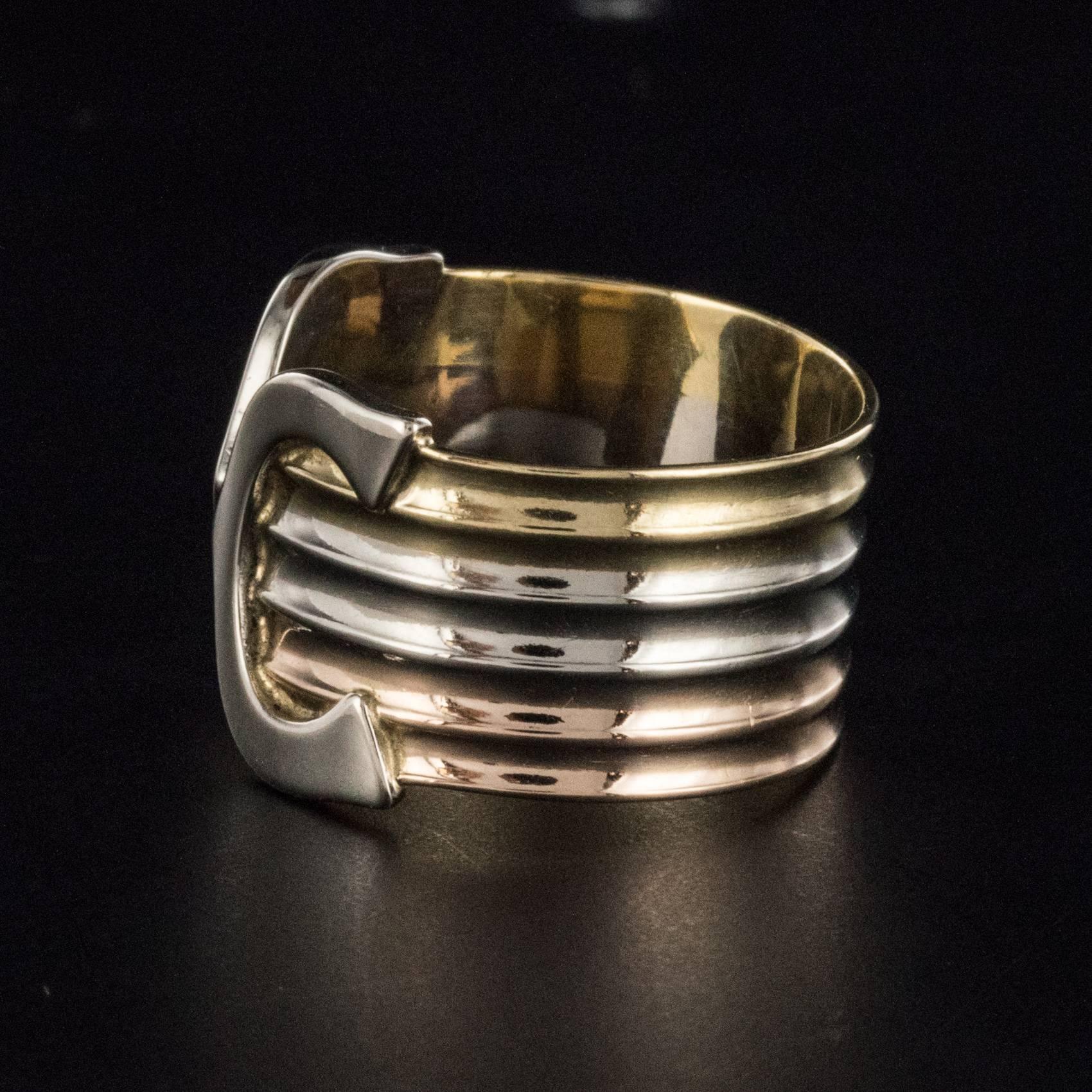 Modern Double C Cartier Style 3 Gold Ring 1