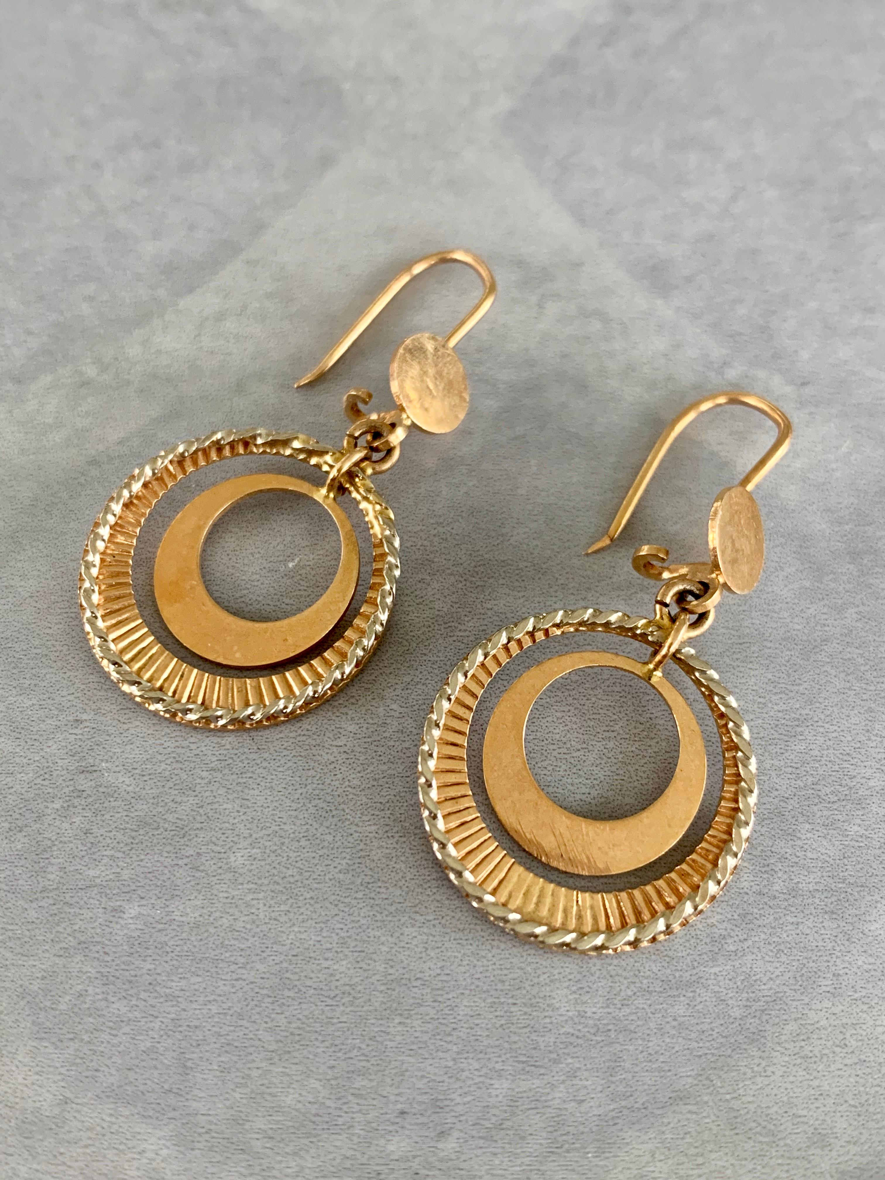 Women's Modern Double Hoop 18 Karat Yellow Gold Pierced Earrings
