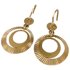 Modern Double Hoop 18 Karat Yellow Gold Pierced Earrings