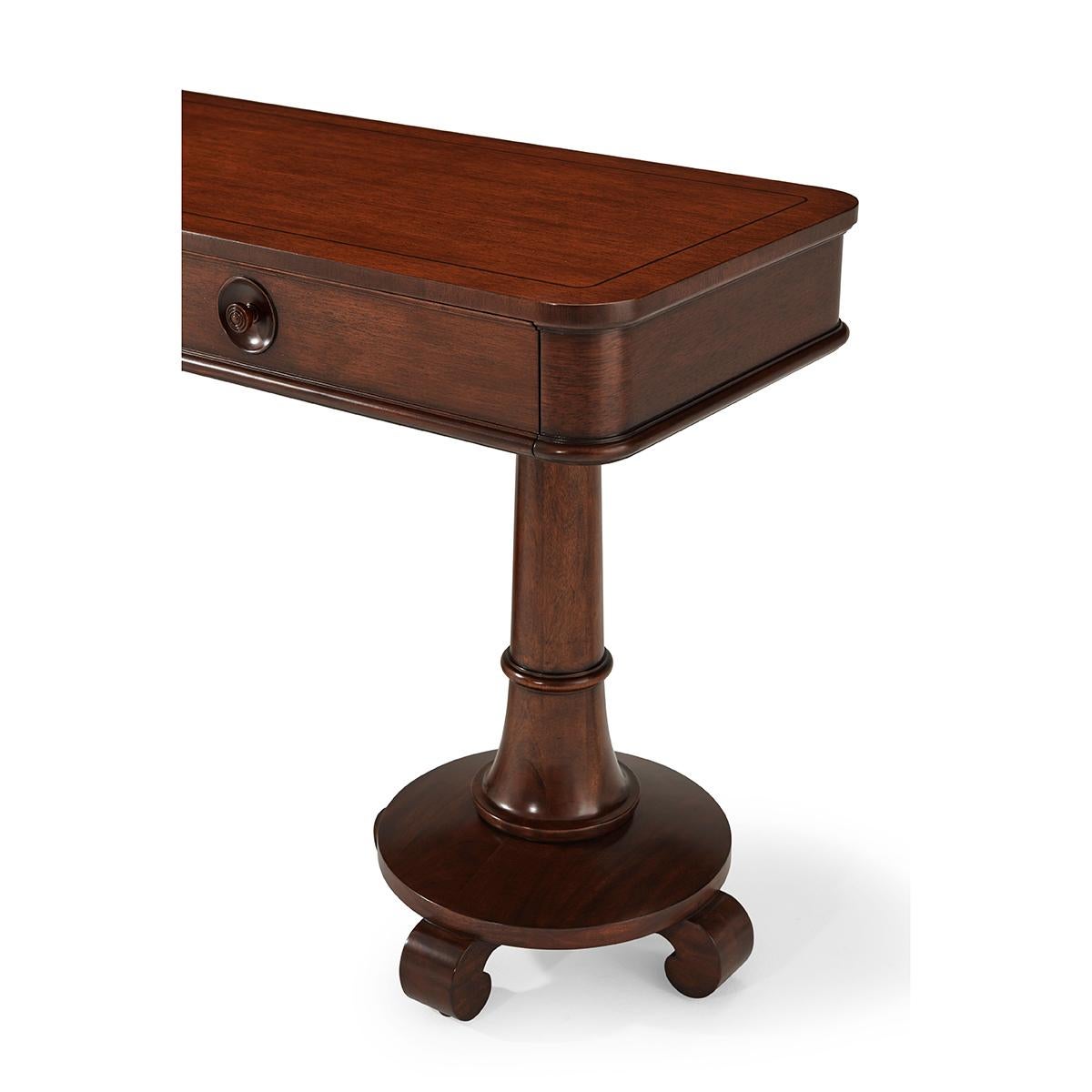 Wood Modern Double Pedestal Console Table For Sale