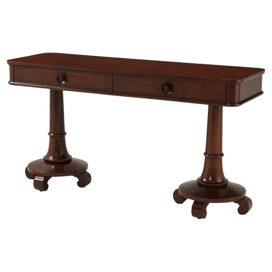 Modern Double Pedestal Console Table For Sale